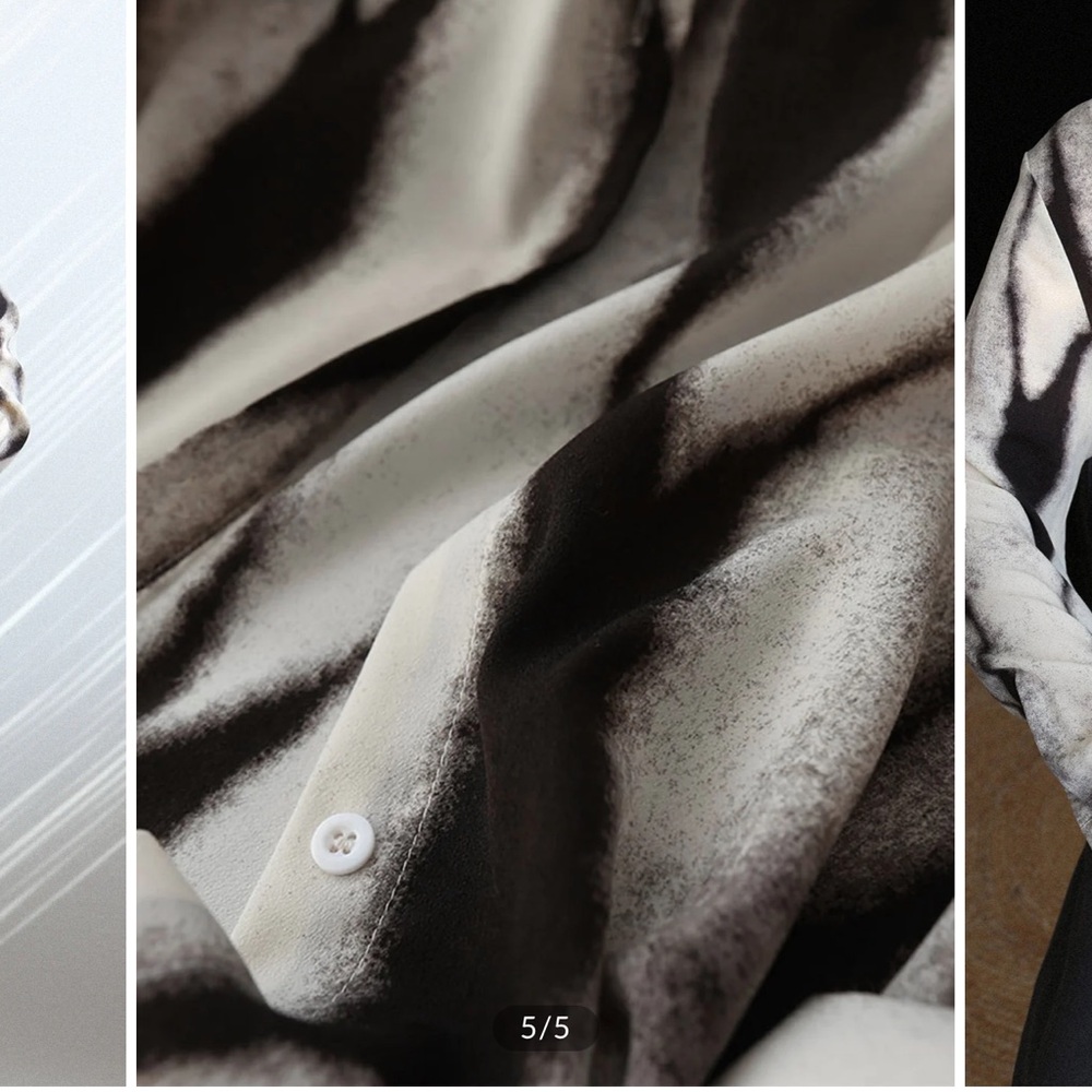 Tie-Dye Oversized Button-Down Shirt in Black and Cream - Picture 3 of 6